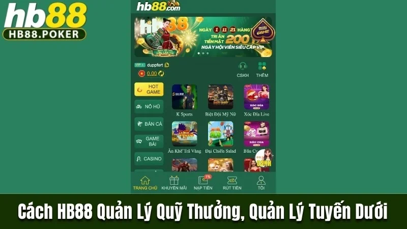 Cách HB88 quản lý quỹ thưởng quản lý tuyến dưới